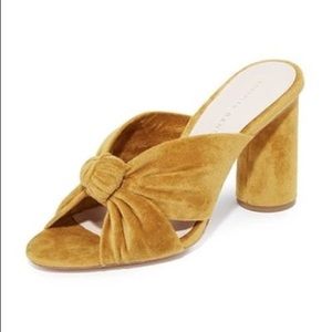 LOEFFLER RANDALL
Coco Knotted Velvet Block Heel Mules In Marigold
